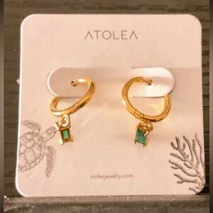 Atolea NWT Sea Sparkle Huggies With Green Zircons